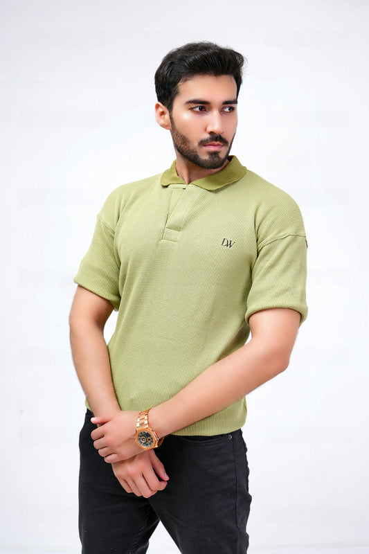 Mint Wave Knitted Polo